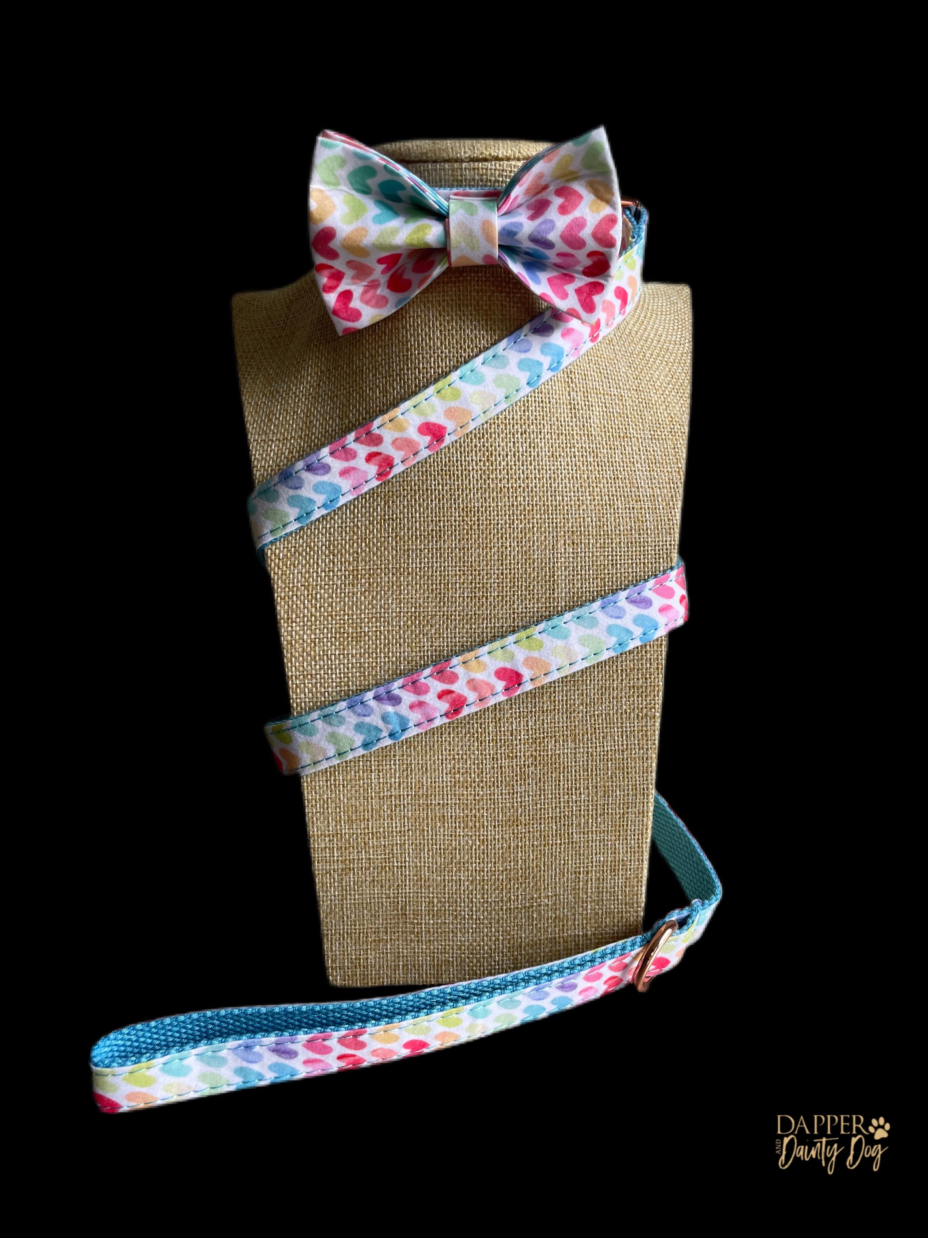 valentine dog collar with bow tie - Love words – Juju + Nana